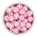 Shades of Pink Check Printed Silicone Beads 15mm (Package of 10)