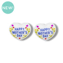 3-D Happy Mother's Day Heart Silicone Focal Bead 28x21x16mm (Package of 2)