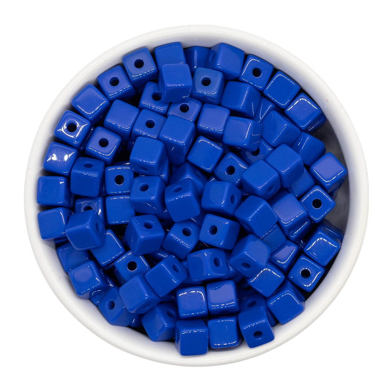 Royal Blue Solid Square Beads 8mm (Package of Approx. 35 Beads)