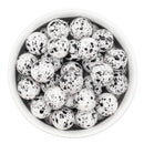 White w/Black Splatter Beads 16mm (Package of 10)