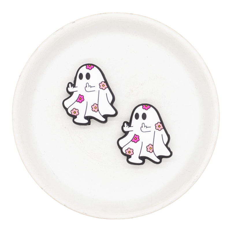Ghost Flipping Off Silicone Focal Bead 31x29mm (Package of 2)