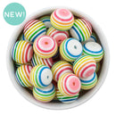 White Rainbow Stripe Beads 20mm (Package of 10)