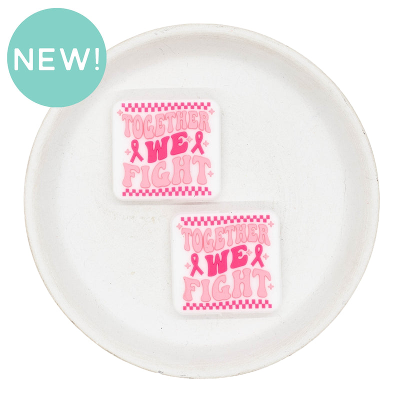 Together We Fight Silicone Focal Bead 30x32mm (Package of 2)