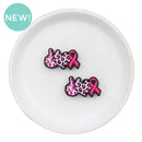 Pink Ribbon, Heart & Peace Silicone Focal Bead 30x17mm (Package of 2)