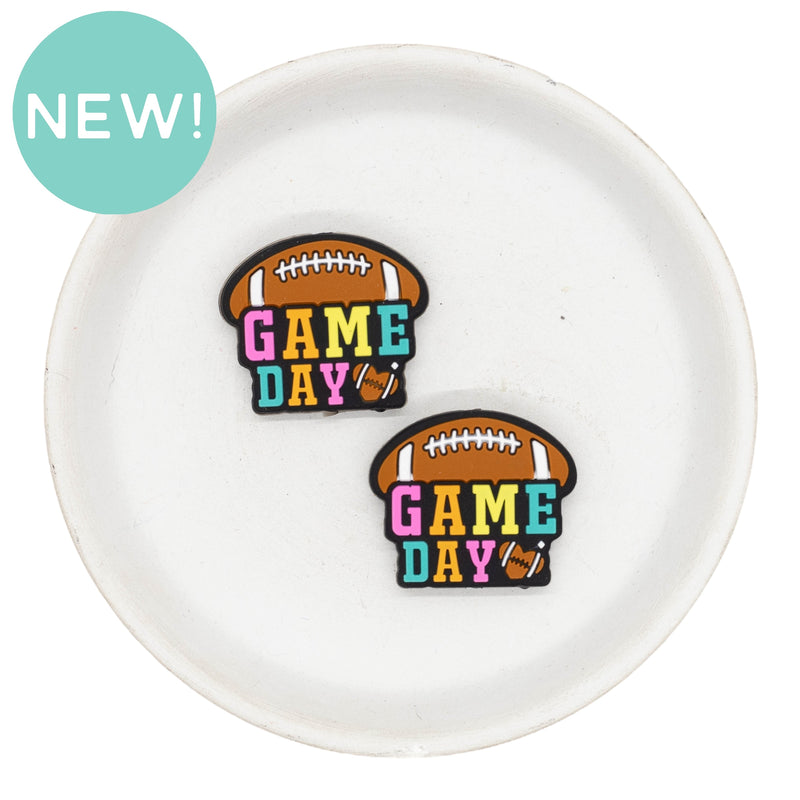 Football Game Day Silicone Focal Bead 30x27mm (Package of 2)