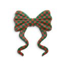 3-D Christmas Check Oversized Bow Silicone Focal Bead 71x58x8mm (Package of 1)