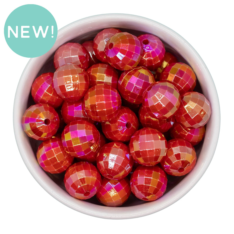 Red Iridescent Disco Beads 16mm (Package of 10)