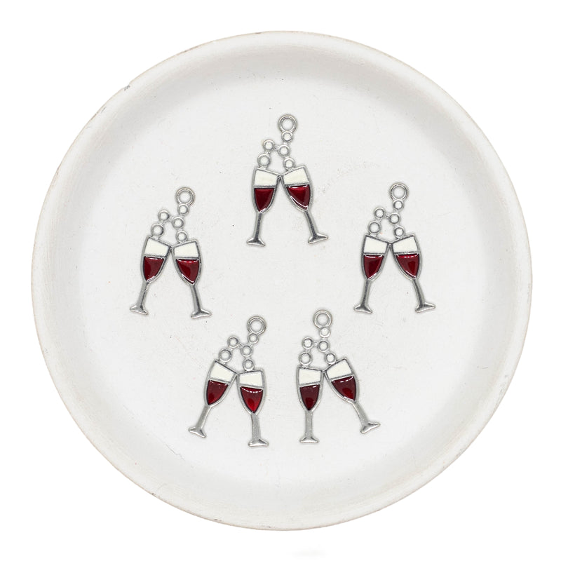 Wine Glasses Toasting Charm 13x25mm (Package of 5)
