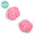 3-D Coral Pink Rose Silicone Focal Bead 20mm (Package of 2)