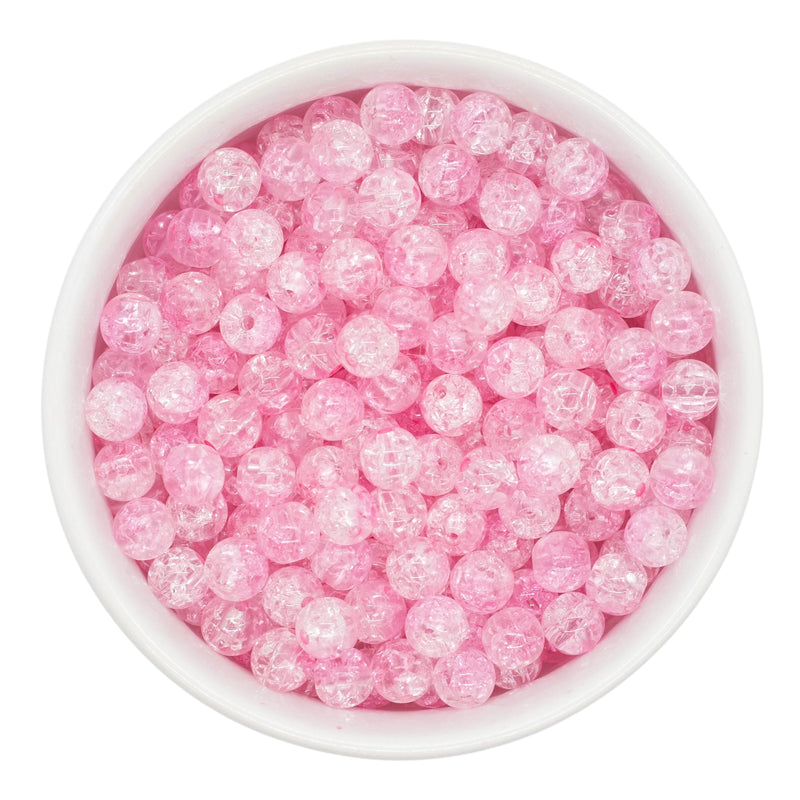 Light Pink & Clear Duo Crackle Beads 8mm (Package of Approx. 50 Beads)
