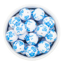 Sky Blue Blossoms Overlay Printed Beads 20mm (Package of 10)