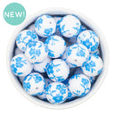 Sky Blue Blossoms Overlay Printed Beads 20mm (Package of 10)