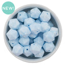 Light Blue Marble Hexagon Silicone Beads 16mm - Point Top (Package of 5)