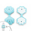 3-D Pearlized Light Blue Builder Shell Silicone Focal Bead 20x27x30mm (Package of 2)