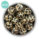 Beige & Tawny Brown Leopard Printed Beads 20mm (Package of 10)