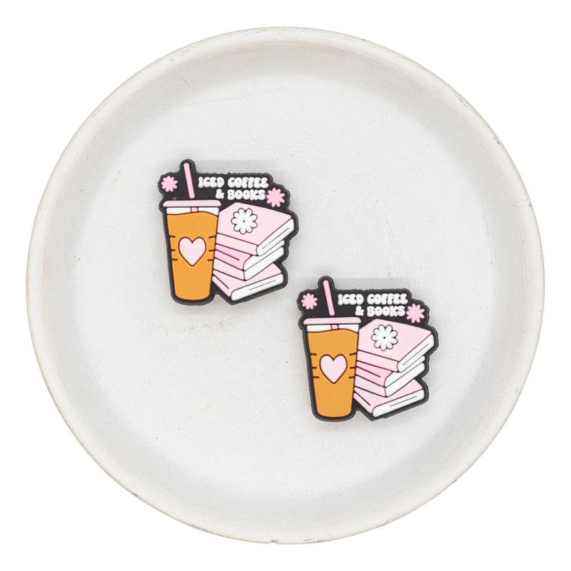 Iced Coffee & Books Silicone Focal Bead 30x28mm (Package of 2)