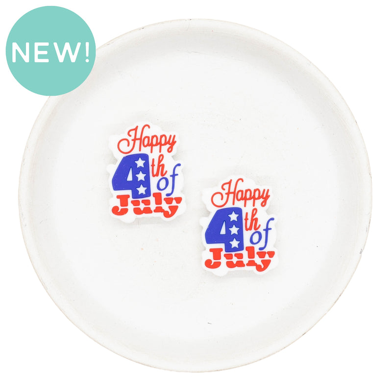 Happy 4th of July Silicone Focal Bead 30x23mm (Package of 2)