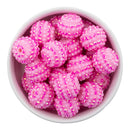 Hot Pink & Opaque Light Pink Stripe Rhinestone Beads 20mm (Package of 10)