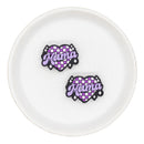 Purple Check Mama Heart Silicone Focal Bead 21x30mm (Package of 2)