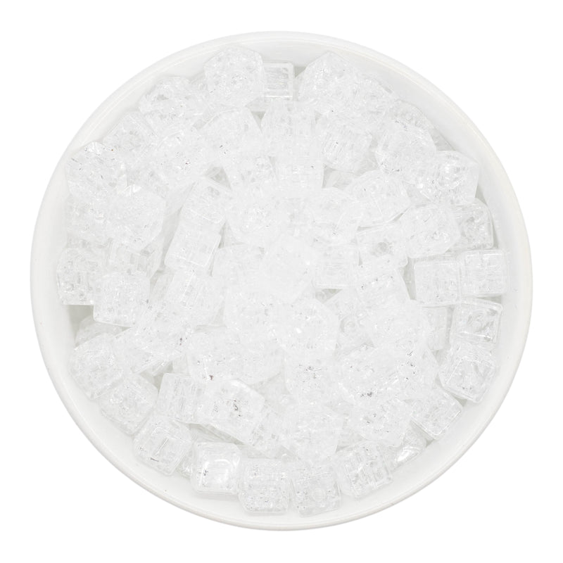 White/Clear Crackle Square Beads 8mm (Package of Approx. 35 Beads)