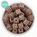 Brown Gingham Square Beads 14mm Square, 16mm Diagonal (Package of 10)