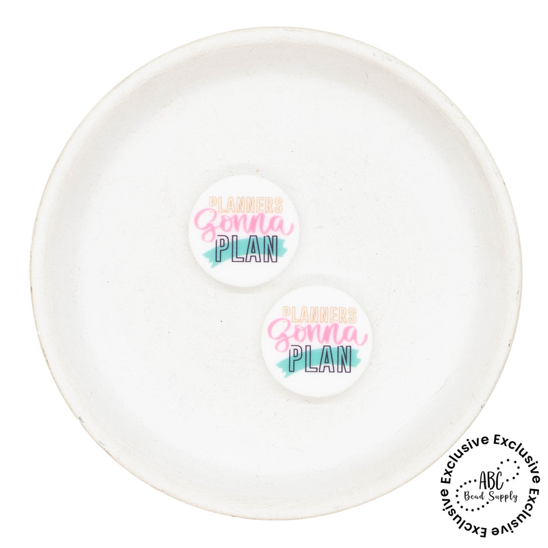 Planners Gonna Plan Printed Silicone Focal Bead 24mm (Package of 2) - ABC Exclusive
