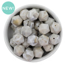 Taupe Marble Hexagon Silicone Beads 16mm - Point Top (Package of 5)