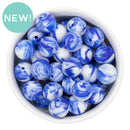 White /Blue Marble Beads 16mm (Package of 10)