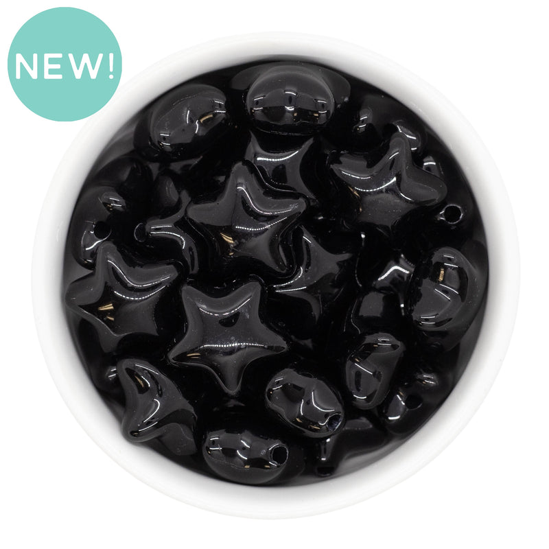 Black Solid Star Bead 21mm (Package of 5)