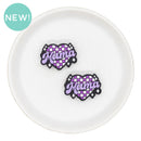 Purple Check Mama Heart Silicone Focal Bead 21x30mm (Package of 2)