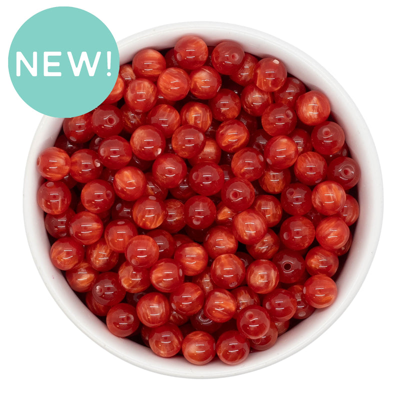 Cherry Red Pearly Luster Beads 8mm (Package of Approx. 50 Beads)