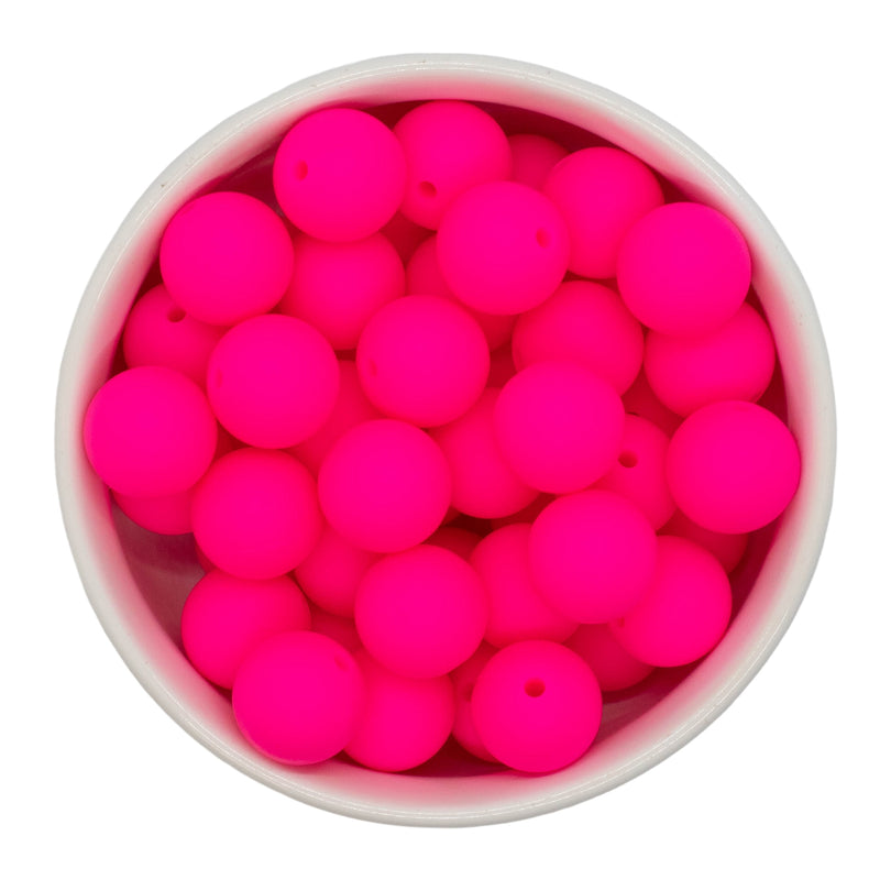Neon Pink Silicone Beads 15mm (Package of 10)