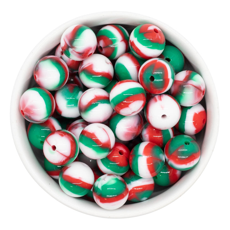 Christmas Marble High Shine Silicone Beads 15mm (Package of 10)