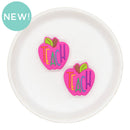 Rainbow TEACH Apple Silicone Focal Bead 30x28mm (Package of 2)