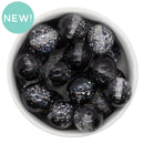 Black & Clear Shimmer Duo w/Silver Foil Beads 20mm (Package of 10)