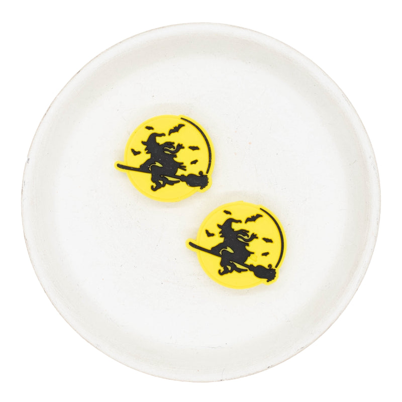 Witch Flying Across Moon Silicone Focal Bead 26x29mm (Package of 2)