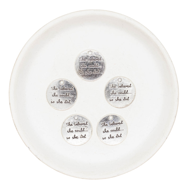 She believed she could so she did Silver Alloy Charm 20mm (Package of 5)