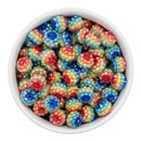 Rainbow Stripe Rhinestone Beads 12mm