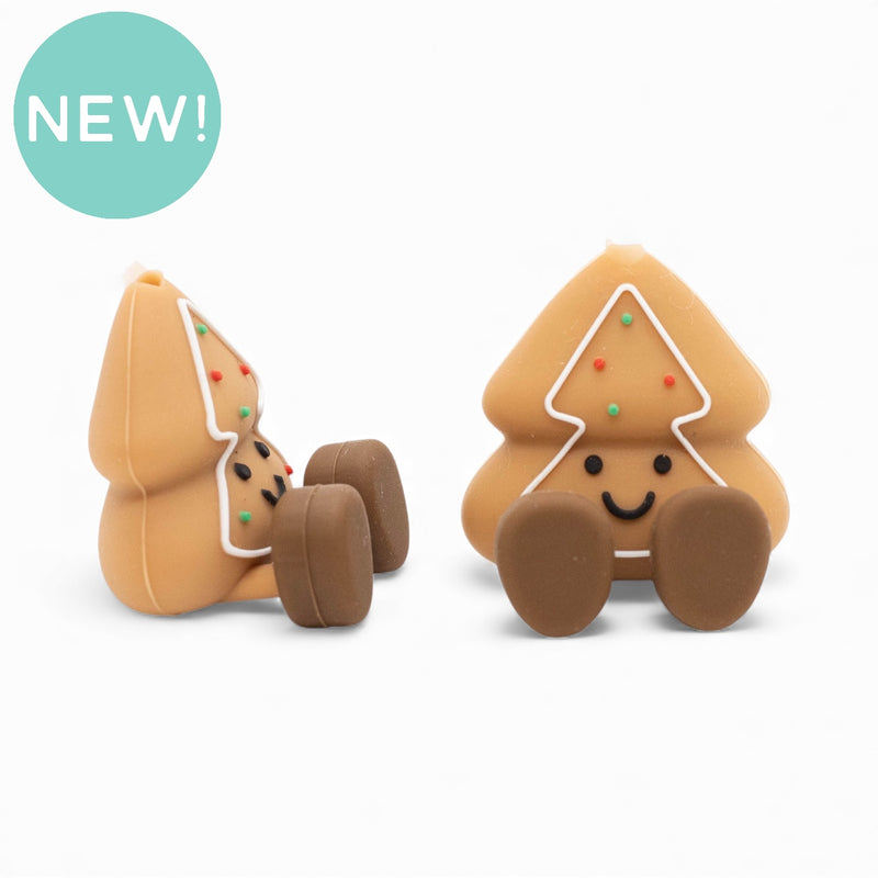 3-D Sitting Christmas Cookie Tree Silicone Focal Bead 25x25x20mm (Package of 2)