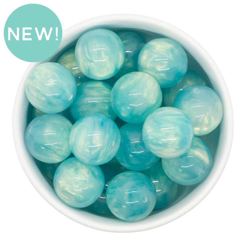 Mint Blue Pearly Luster Beads 20mm (Package of 10)