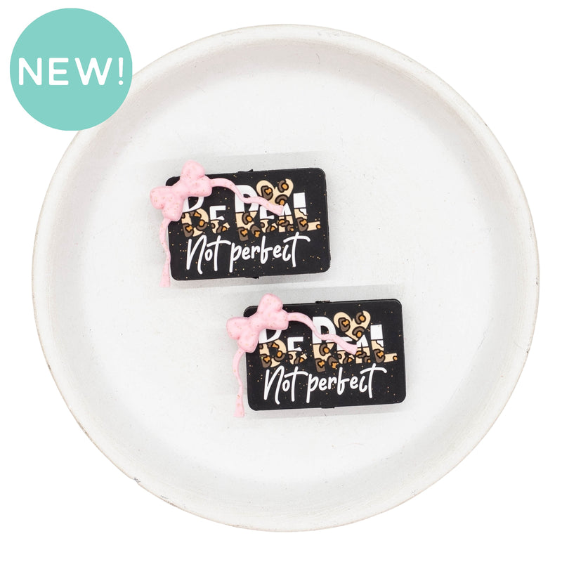 Be Real Not Perfect with 3-D Pink Bow Silicone Focal Bead 22x33x11mm (Package of 2)