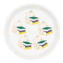 Stack of Books w/Flowers Enamel Charm 28x27mm (Package of 5)