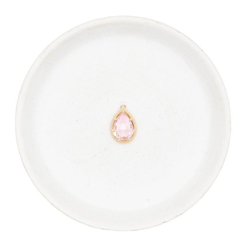 Light Pink Glass Teardrop Charm 19x13mm (Package of 1)