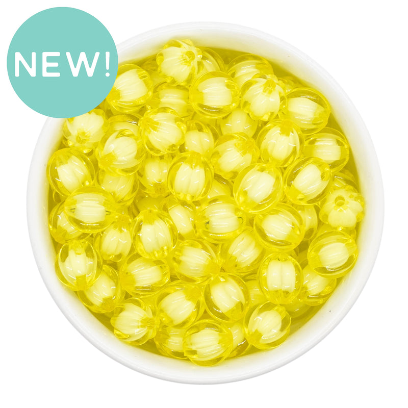 Daffodil Translucent Pumpkin White Core Beads 12mm (Package of 20)