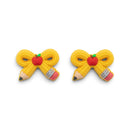 3-D Pencil Bow w/Apple Center Silicone Focal Bead 31x22x11mm (Package of 2)