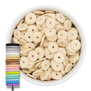 Beige Rope Edge Silicone Spacer Beads 12x2mm (Package of 20)