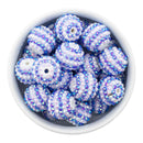White & Blue Stripe Rhinestone Beads 20mm (Package of 10)