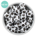 Paw Printed Hexagon Silicone Beads 14mm (Package of 5)