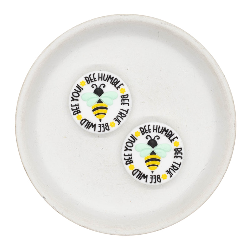 Bee Humble Bee True Bee Wild Bee You! Silicone Focal Bead 30mm (Package of 2)