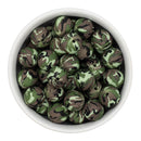 Green Camouflage Printed Silicone Beads 15mm